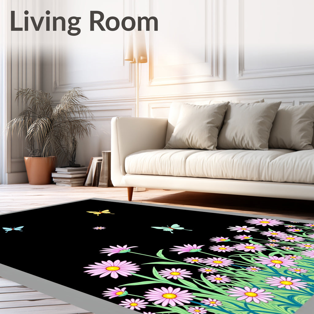 Floral Meadow With Butterflies Rug