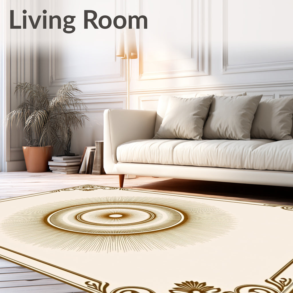 Ornate Sunburst Emblem Design Rug