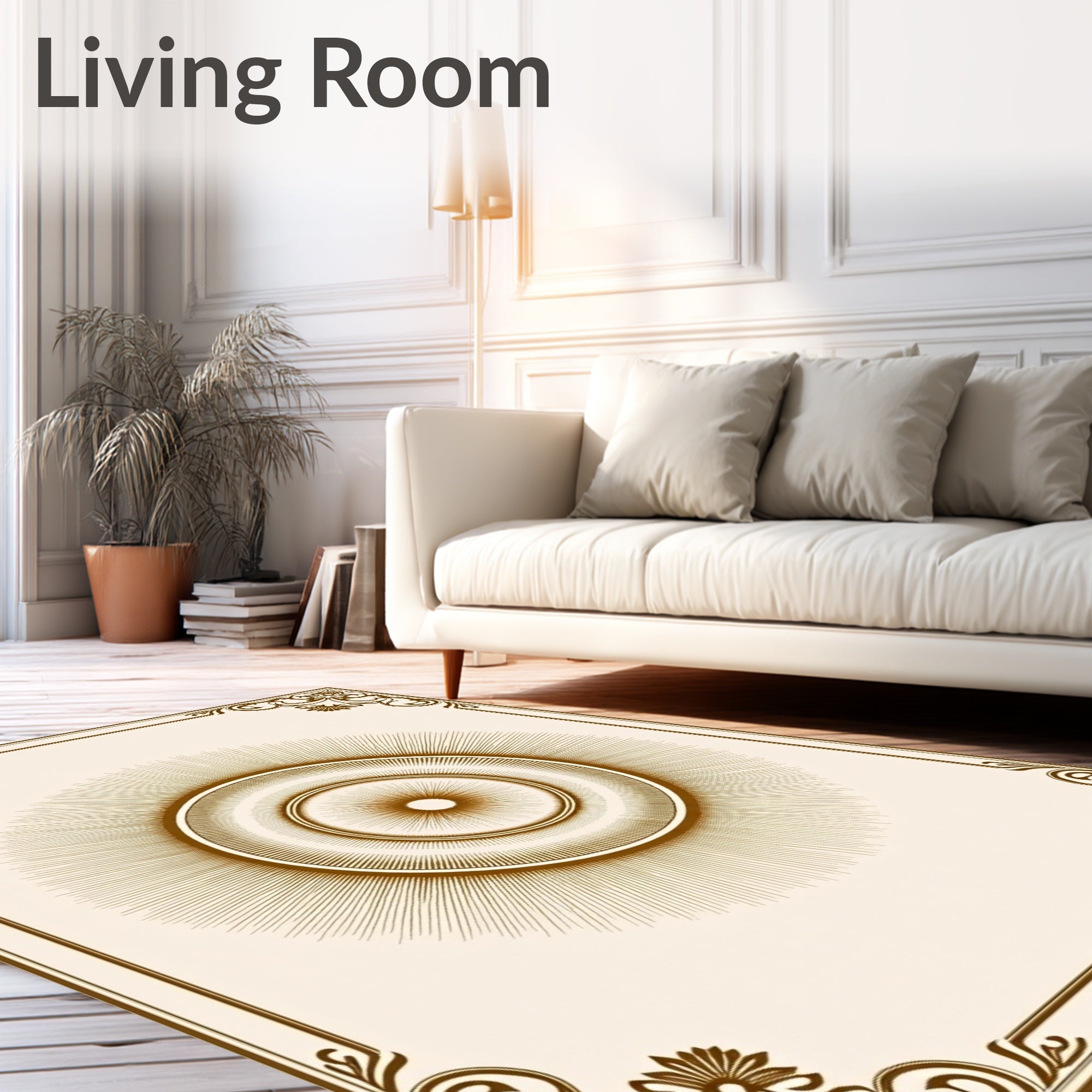 Ornate Sunburst Emblem Design Rug