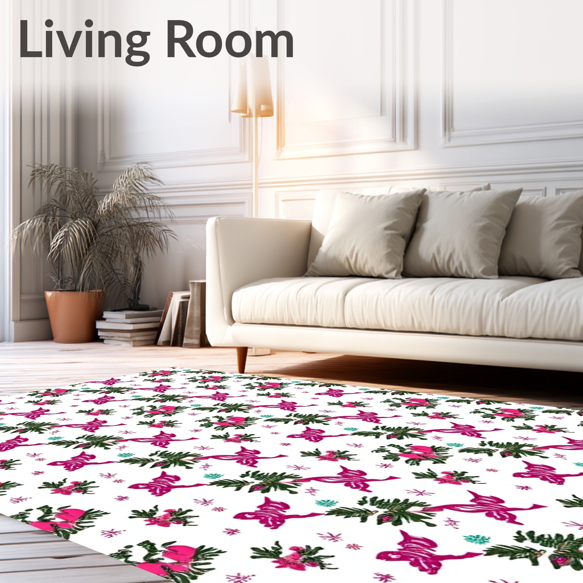 Vibrant Pink Hummingbird Floral Scatter Rug