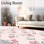 Pink Botanical Sketch Pattern Rug