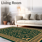 Elegant Gold Swirl Floral Pattern Rug