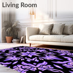 Symmetric Purple Abstract Petal Pattern Rug