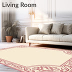 Ornate Red Scrollwork Border Design Rug