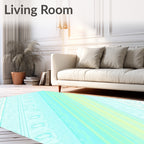 Soft Pastel Floral Stripe Design Rug