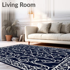 Ornate White Intertwined Floral Design Rug