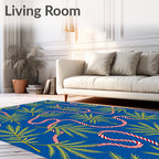 Crimson Candy Cane Pinecone Blue Scene Rug