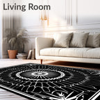 Spiderweb Centerpiece Black White Design Rug