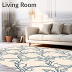Delicate Blue Vine Swirl Pattern Rug