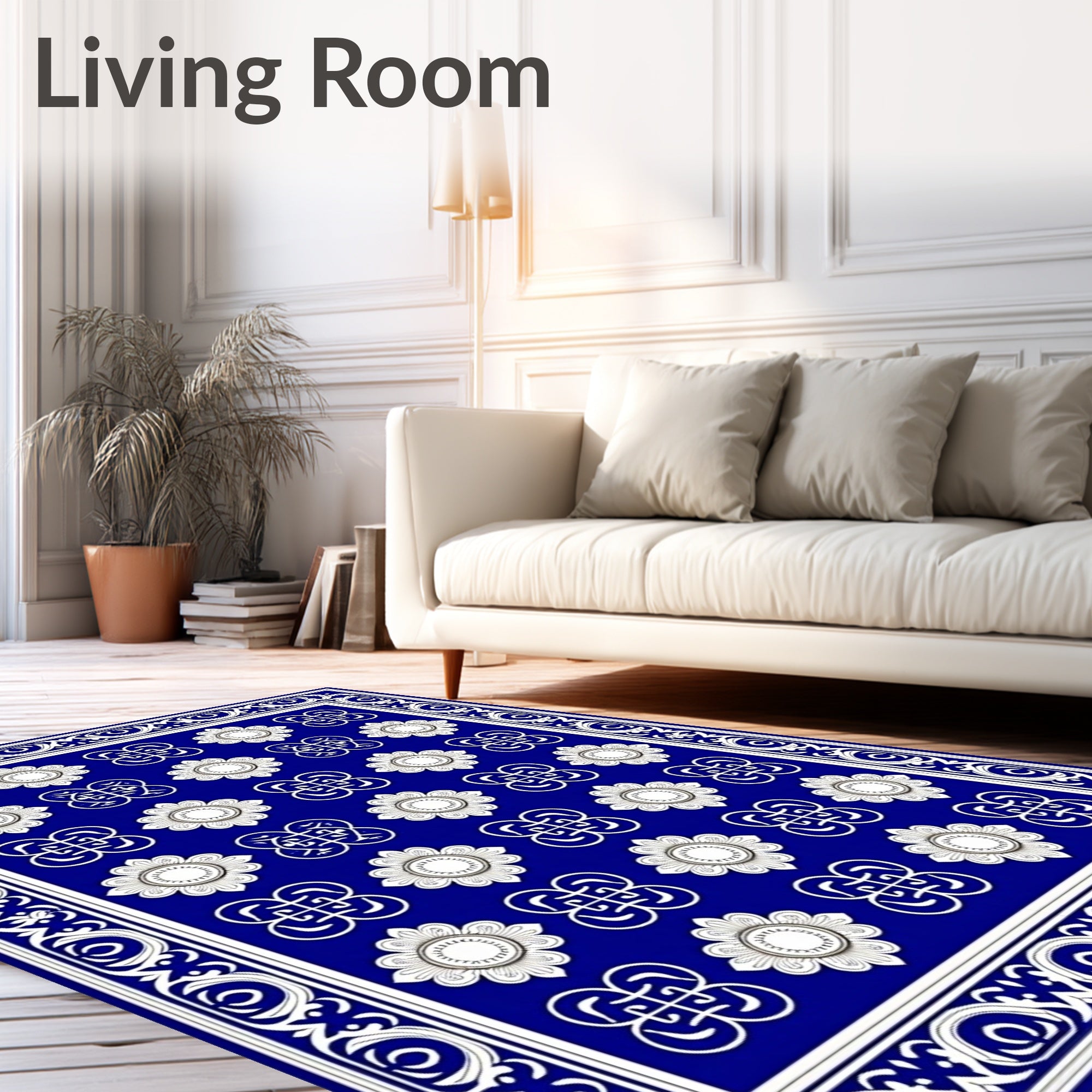 Grand Royal Blue Floral Motif Rug