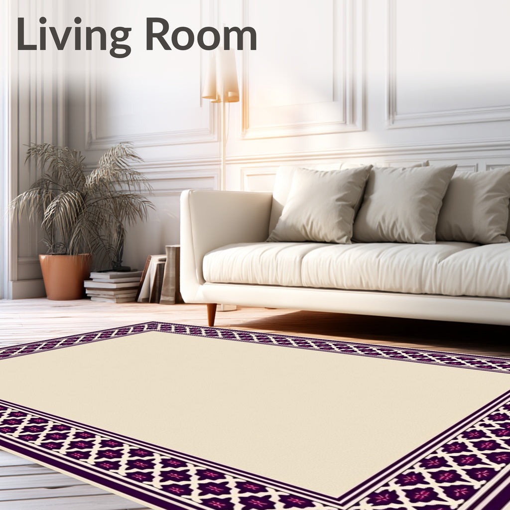 Dark Purple Geometric Pattern Frame Rug