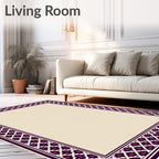 Dark Purple Geometric Pattern Frame Rug