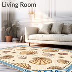 Scallop Shell Pattern With Border Rug
