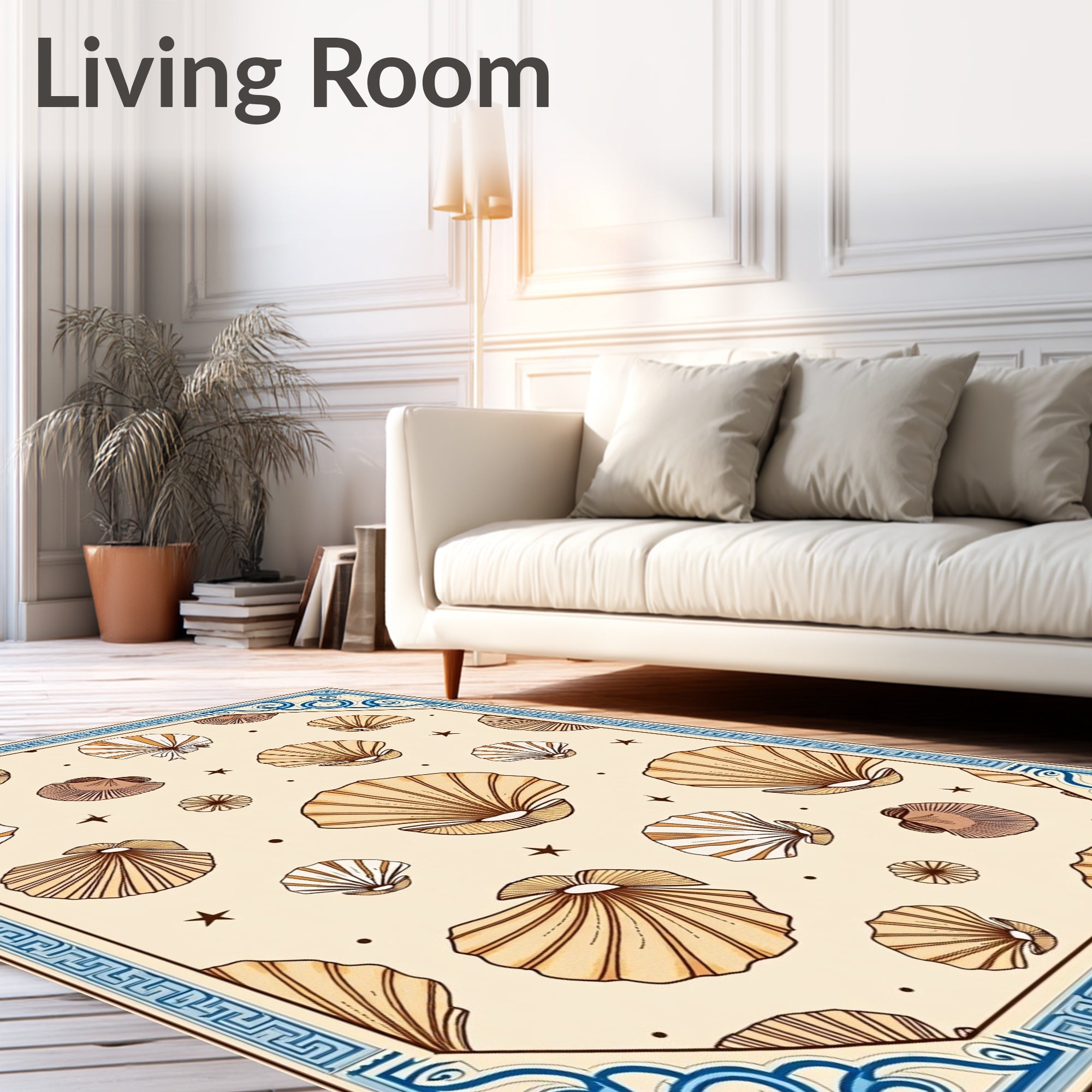 Scallop Shell Pattern With Border Rug