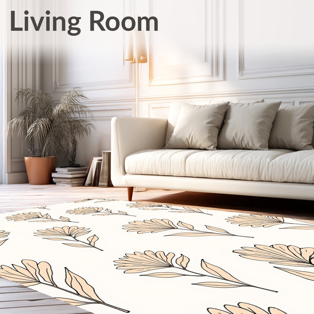 Simple Outline Flower Pattern Rug