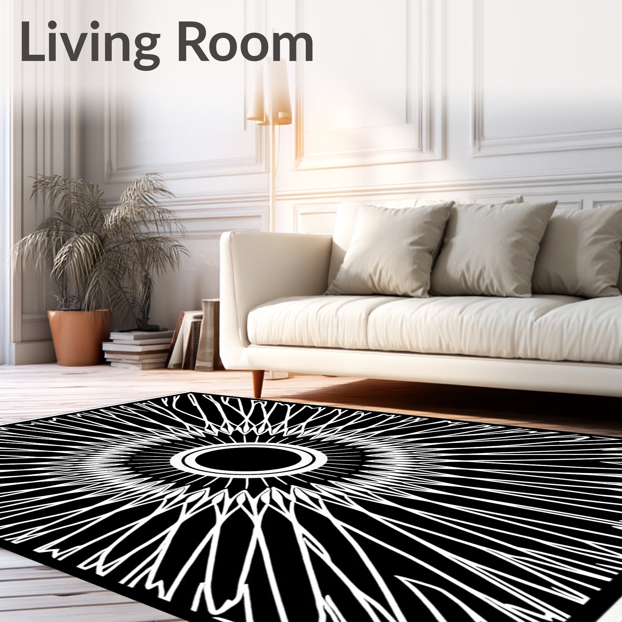 Radiant Sunburst Geometric Design Rug