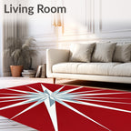 Red Starburst Geometric Contemporary Rug