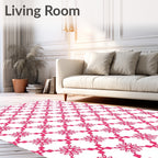 Pretty Pink Floral Lattice Pattern Rug
