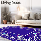 Vibrant Floral Scrollwork Star Border Rug