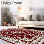 Classic Red Floral Intricate Border Rug