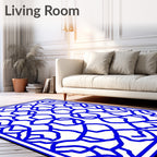 Bold Blue Interlocking Pattern Rug