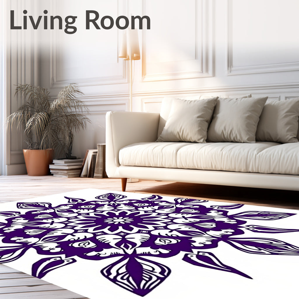 Deep Purple Intricate Floral Mandala Rug