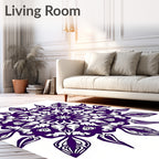 Deep Purple Intricate Floral Mandala Rug