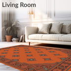 Ornate Orange Geometric Pattern Rug