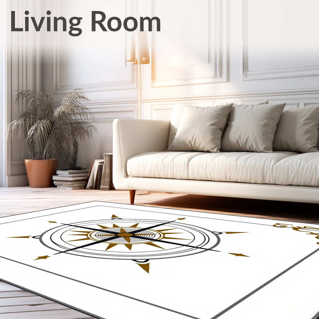 Antique Compass Rose Tile Design Rug