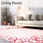 Whimsical Pink Abstract Swirls Rug