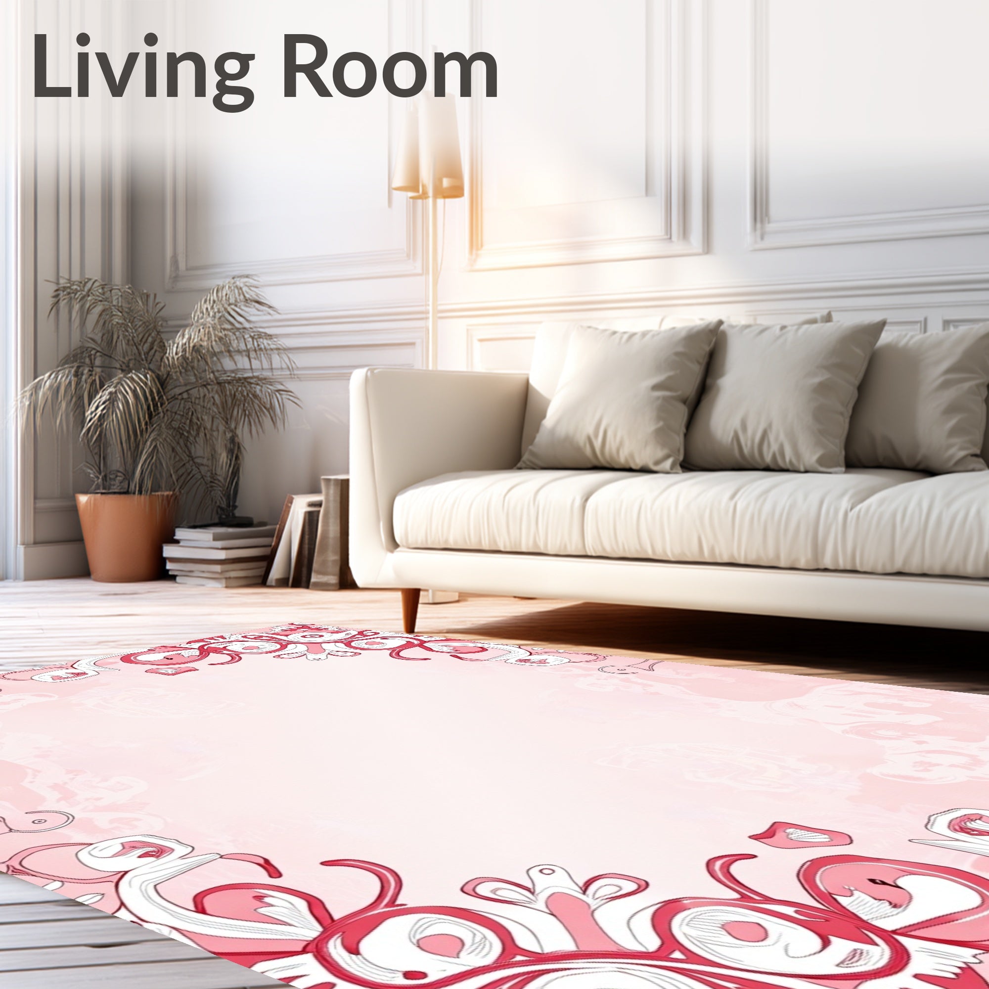 Whimsical Pink Abstract Swirls Rug