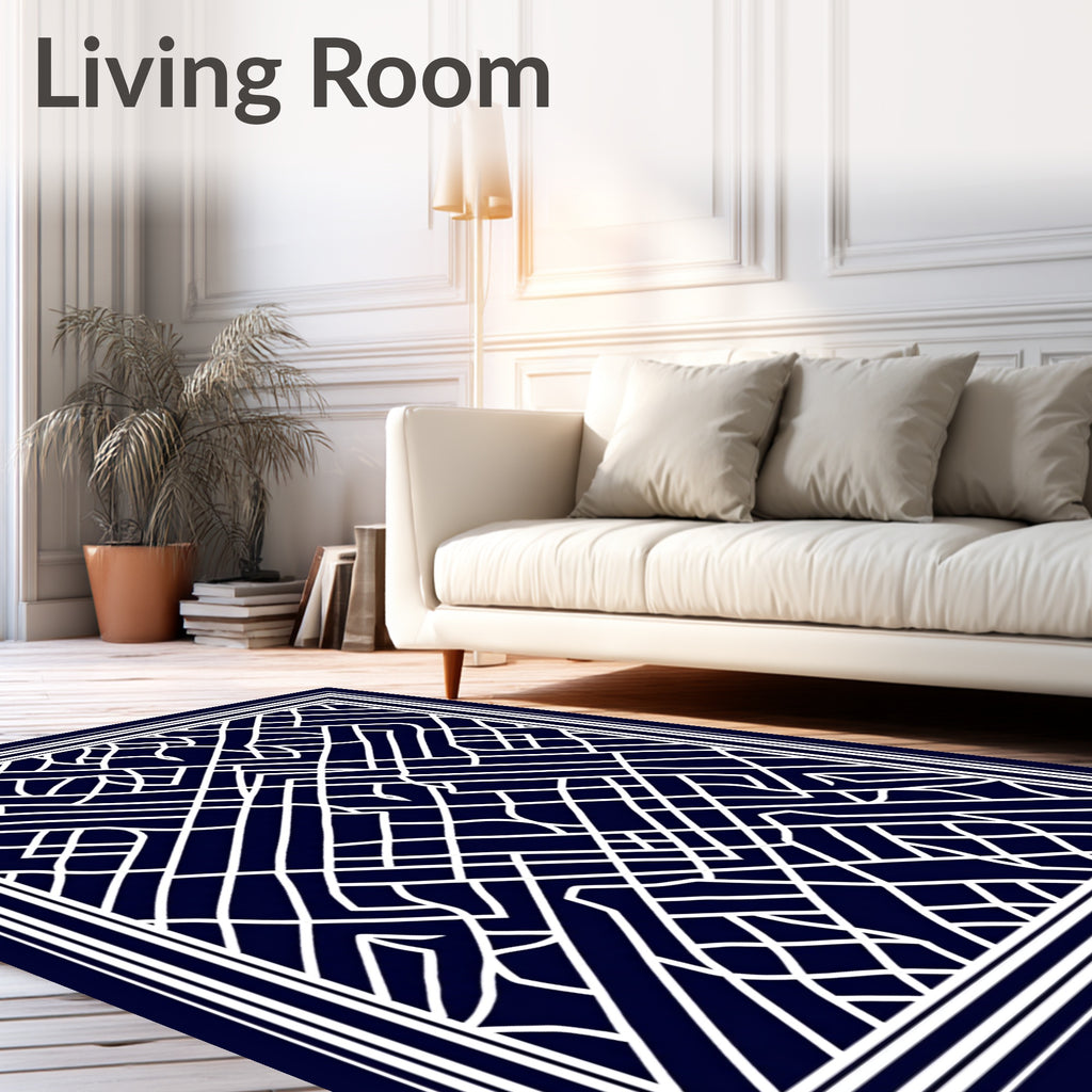 Geometric Interlocking Lattice Design Rug