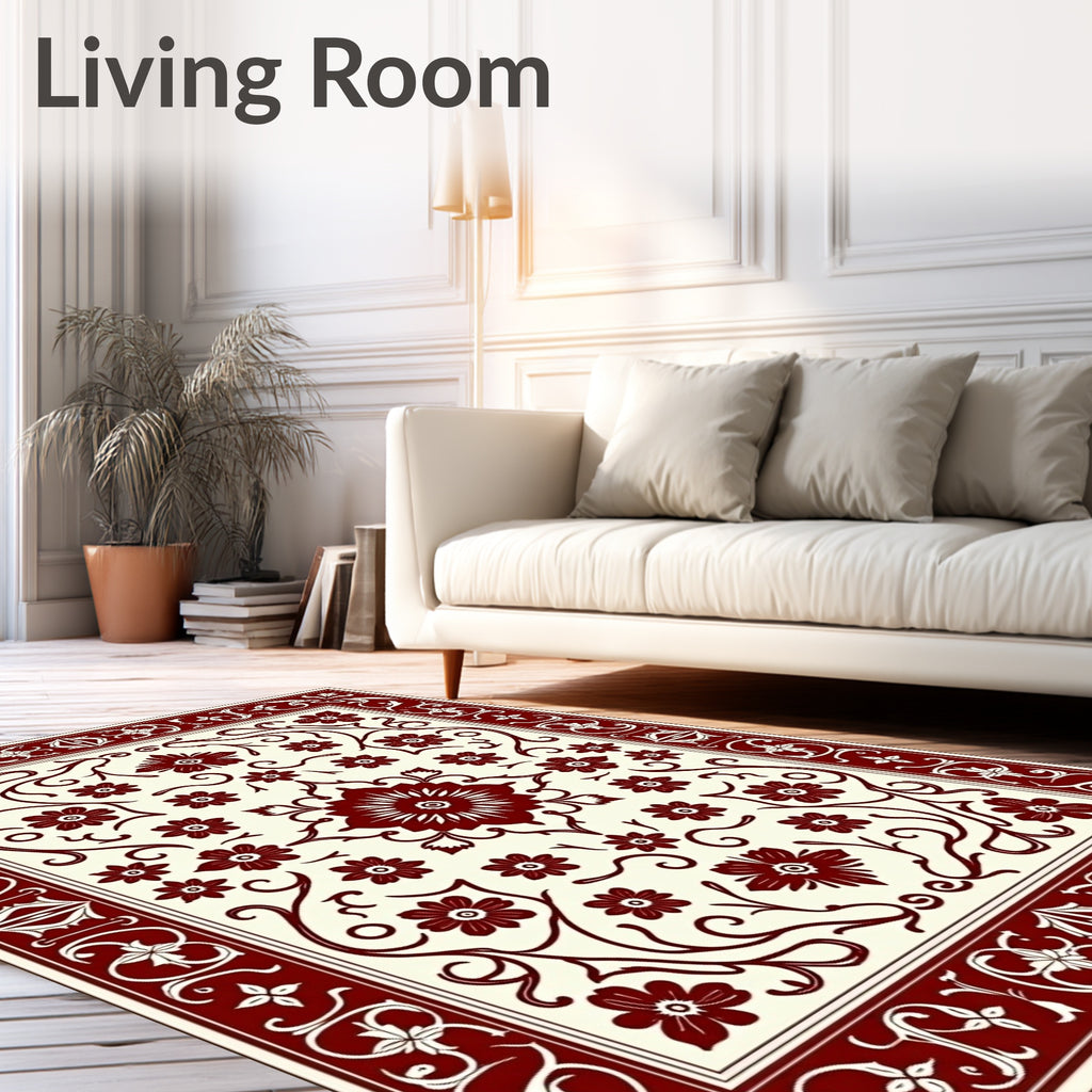 Ornate Floral Vine Pattern Rug