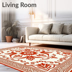 Classic Red Floral Medallion Border Rug