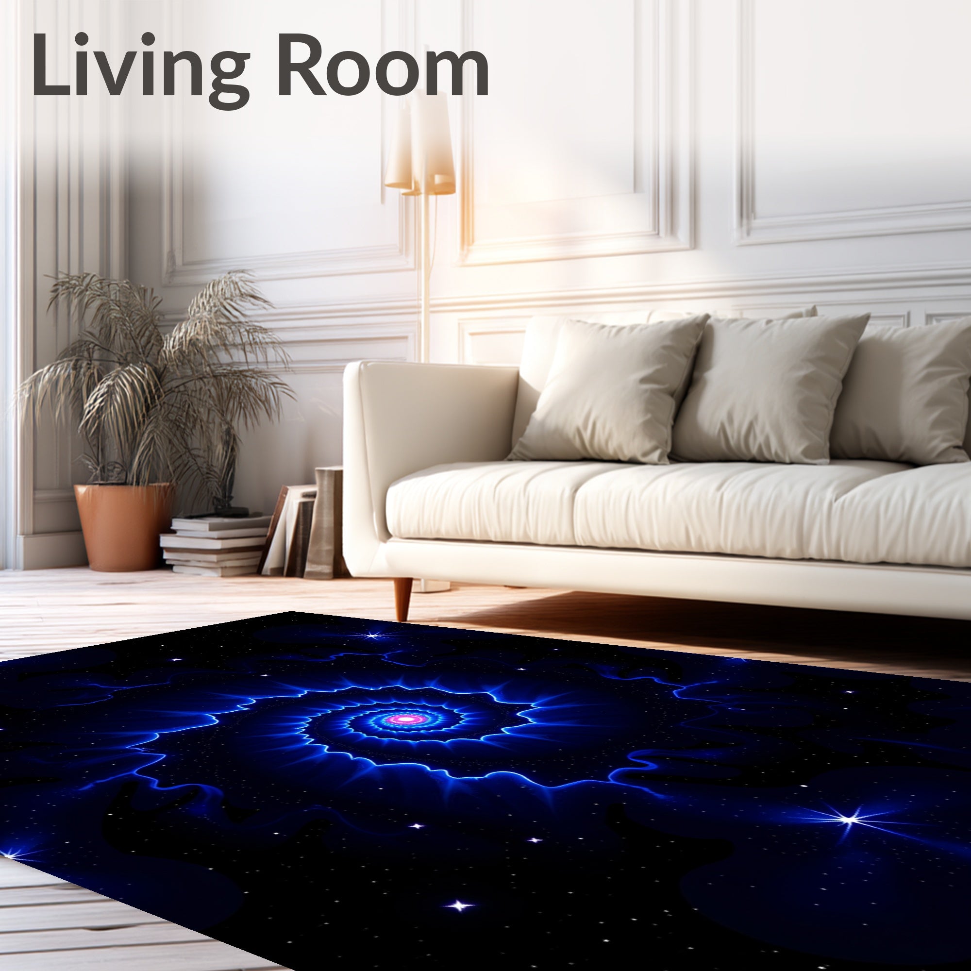 Cosmic Blue Spiral Starscape Rug