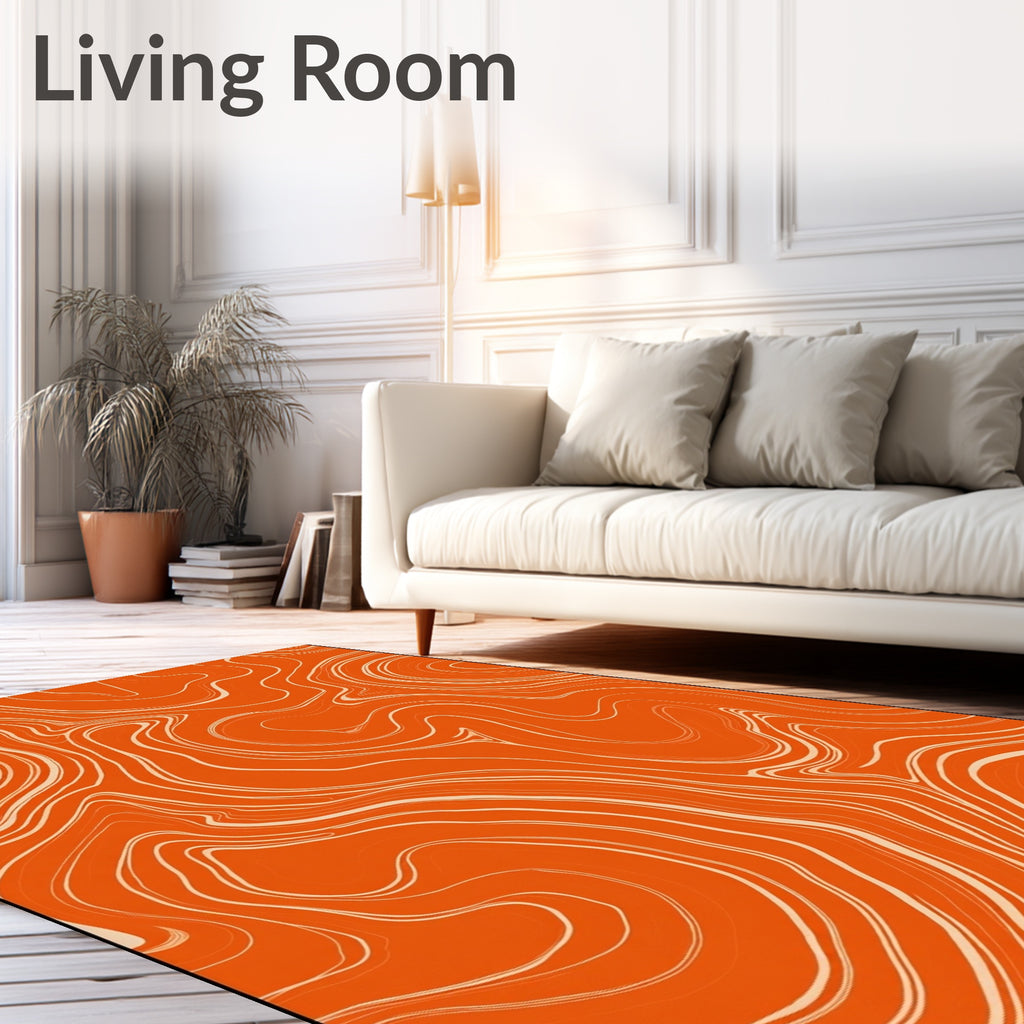 Orange Cream Swirl Pattern Rug
