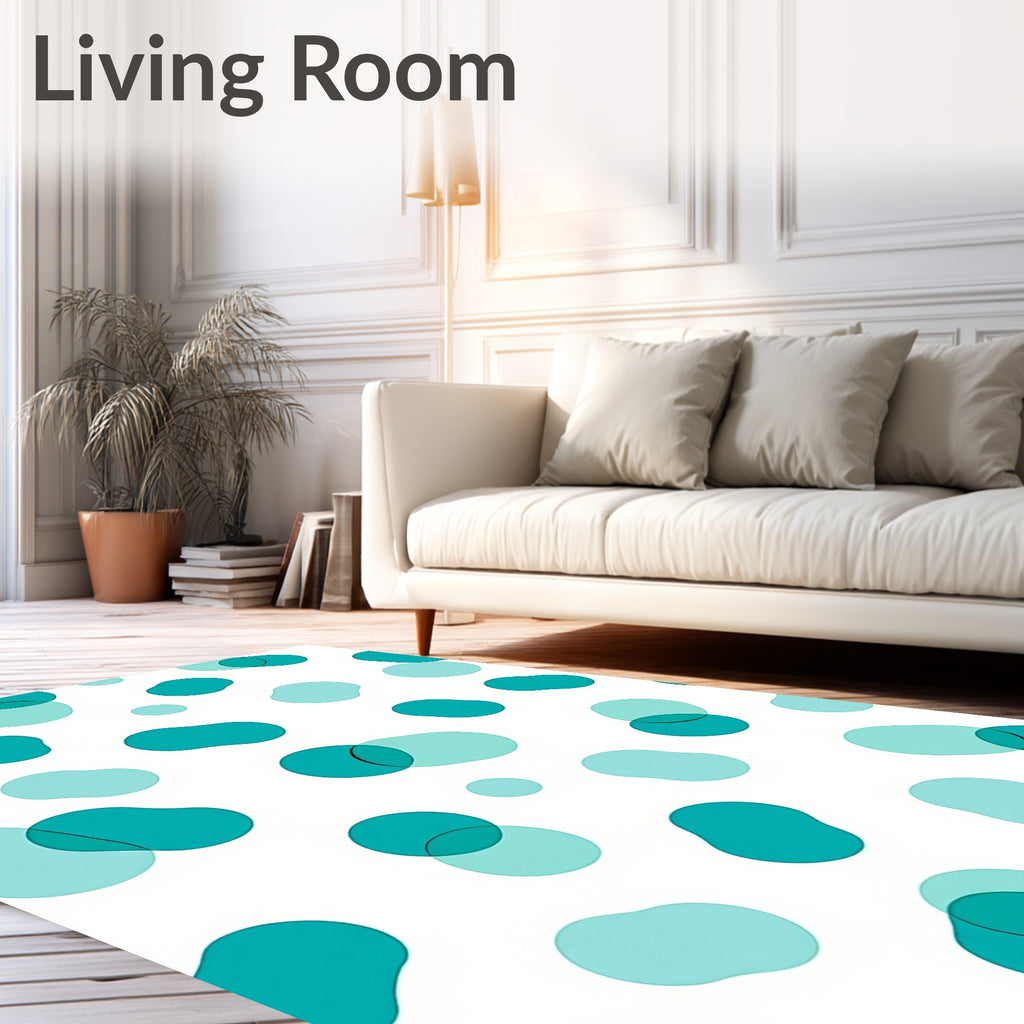Teal Aqua Droplet Pattern Rug