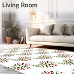 Red Green Abstract Swirl Pattern Rug