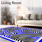 Bold Blue Black Abstract Waves Rug