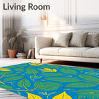 Vibrant Tropical Leaves Floral Pattern Rug