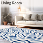 Abstract Blue Swirls Pattern Rug