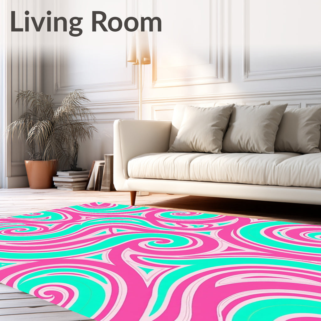 Vibrant Swirls Triangles Pattern Rug