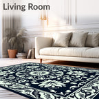 Dark Floral Mandala Patterned Rug