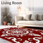 Classic Floral Medallion Red White Rug