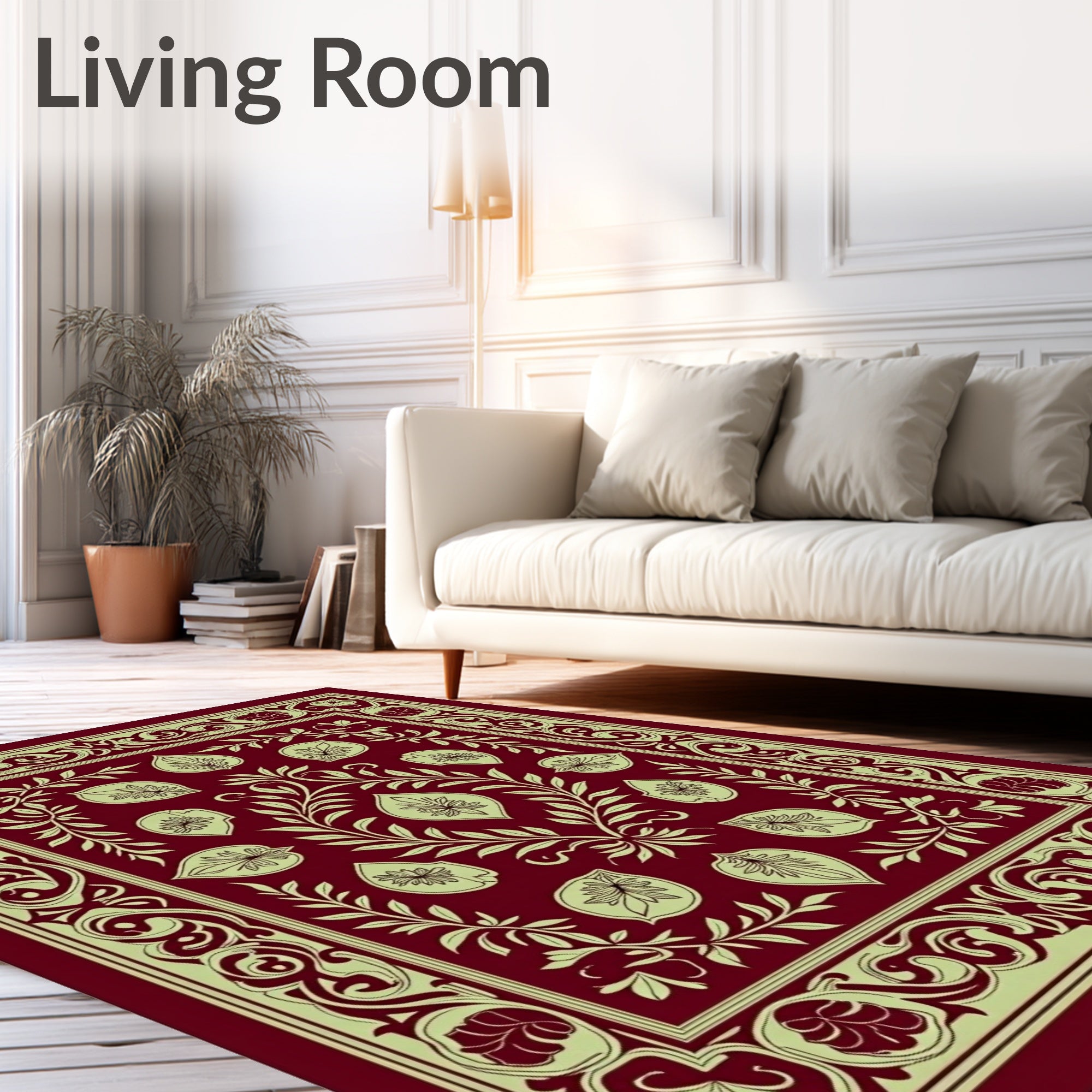 Ornate Floral Vine Patterned Rug