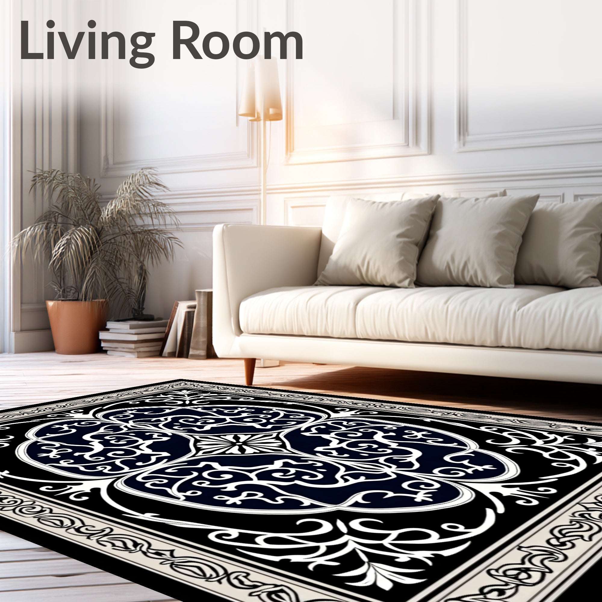 Intricate Floral Swirl Patterned Rug