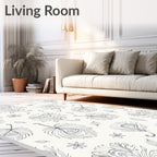 Feather Floral Line Art Pattern Rug