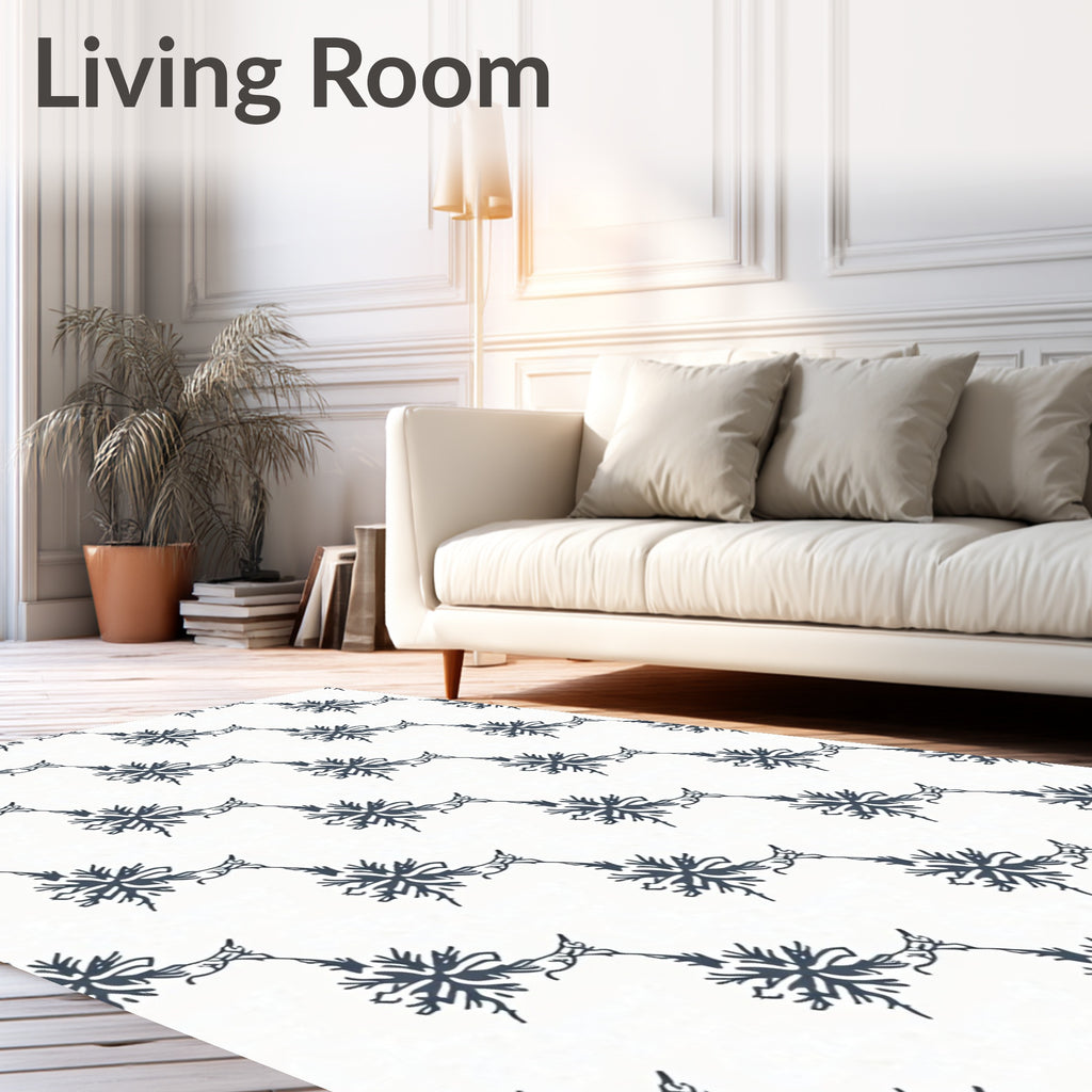 Dark Blue Snowflake Garland Repeat Rug