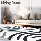 Abstract Wavy Dark Teal Pattern Rug