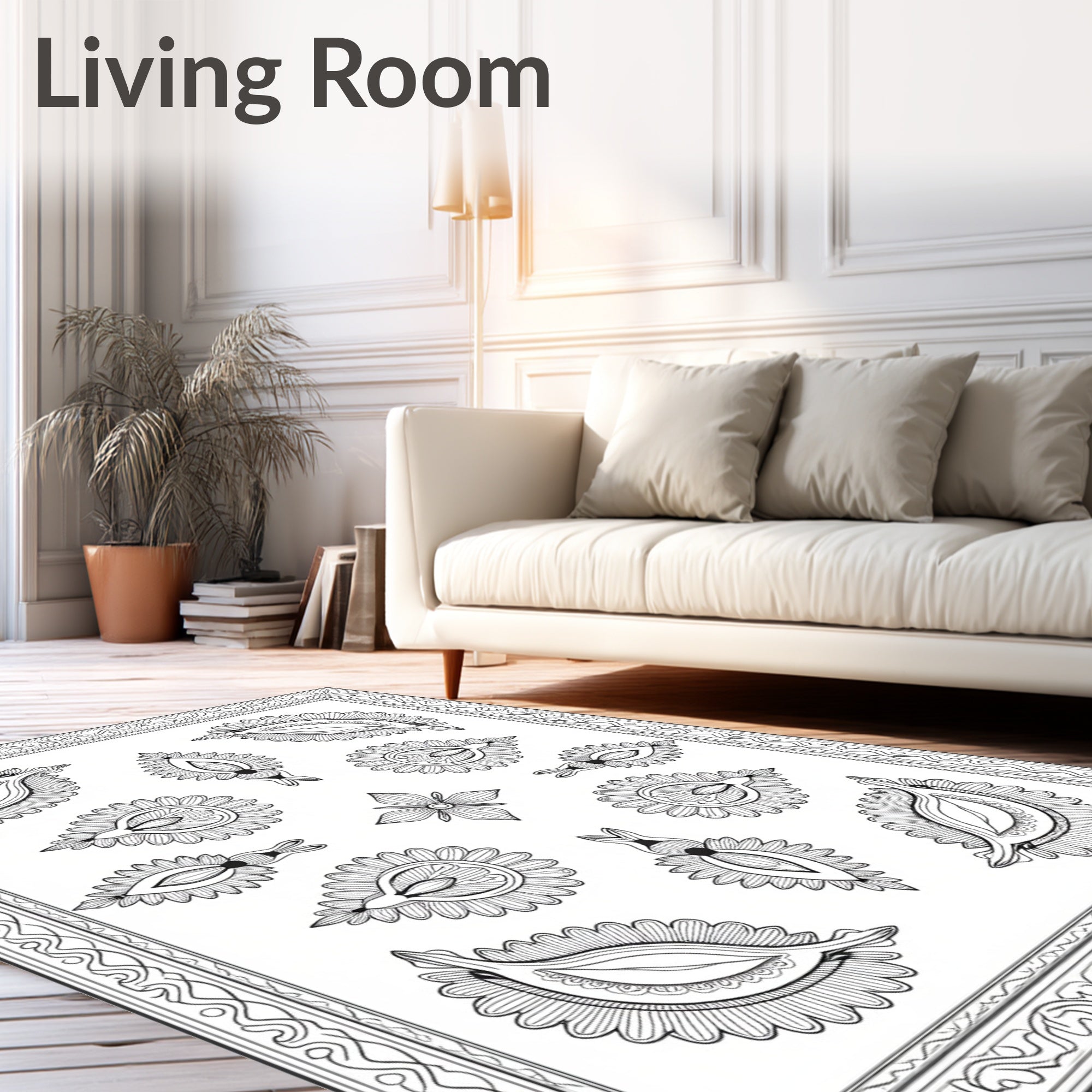 Ornate Paisley Floral Patterned Design Rug